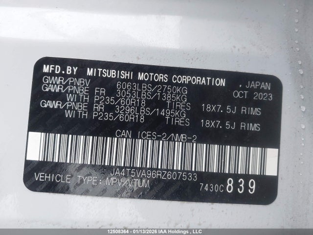 JA4T5VA96RZ607533 Mitsubishi Outlander Phev Le/sel