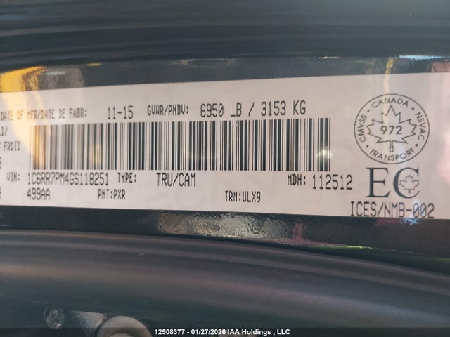 1C6RR7PM4GS118251 RAM 1500 Longhorn