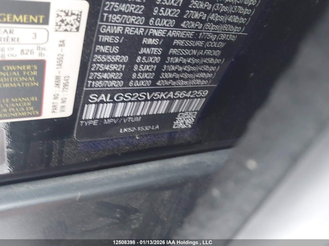Land Rover Range Rover 2019 SALGS2SV5KA564259 Image 9