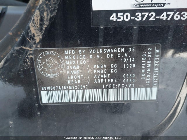 3VWB07AJ6FM227897 Volkswagen Jetta 1.8 Tsi Comfortline/1.8 Tsi Trendline+