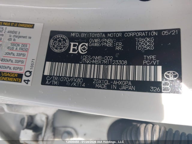 JTNKHMBX7M1123308 Toyota C-hr Xle Premium