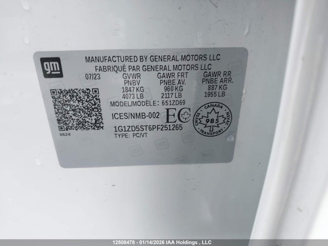 1G1ZD5ST6PF251265 Chevrolet MALIBU LT