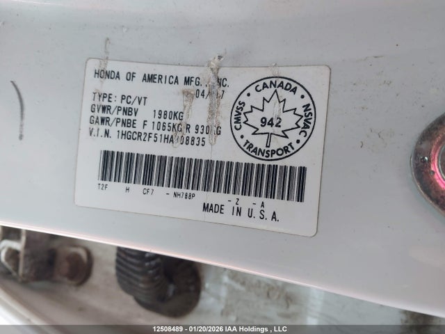 1HGCR2F51HA808835 Honda Accord Sport