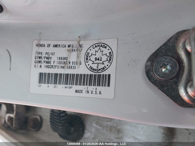 1HGCR2F51HA808835 Honda Accord Sport