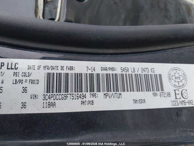 Aukcja sprzedaży 2015 Dodge Journey Sxt/limited, vin: 3C4PDCCG9FT516494, numer aukcji: 12508505