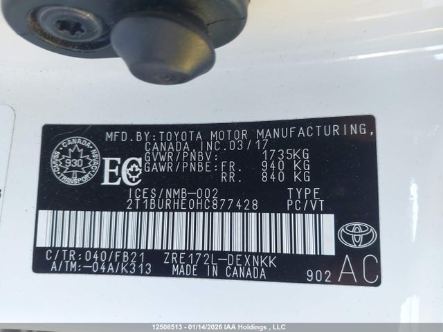 2T1BURHE0HC877428 Toyota COROLLA LE
