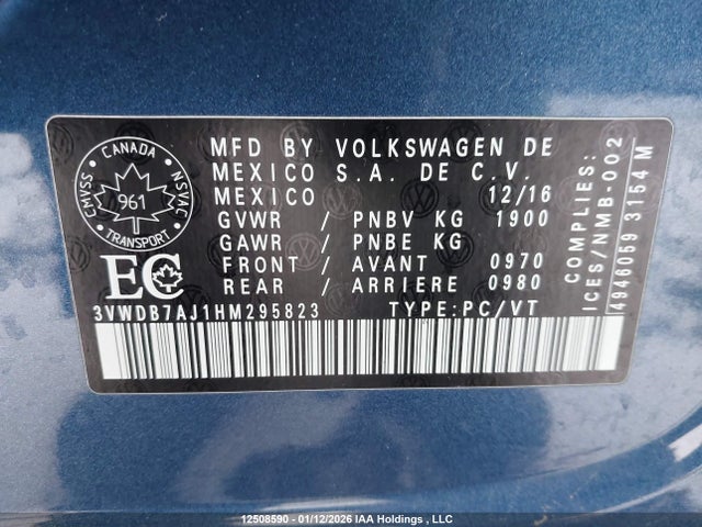 3VWDB7AJ1HM295823 Volkswagen JETTA SE