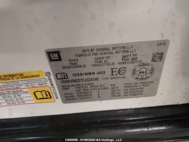 1GKKVNED7FJ324346 GMC Acadia