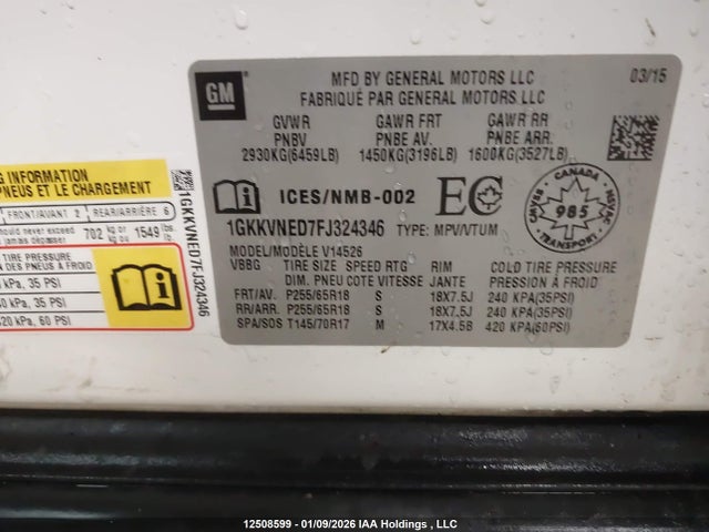 1GKKVNED7FJ324346 GMC Acadia