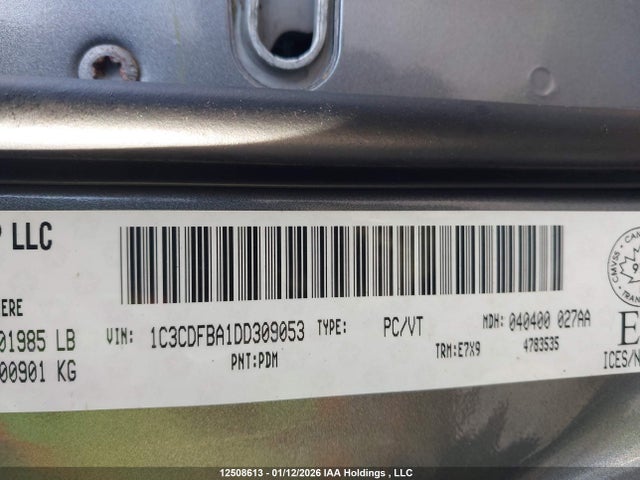 12508613 :رقم المزاد ، 1C3CDFBA1DD309053 vin ، 2013 Dodge Dart Sxt مزاد بيع