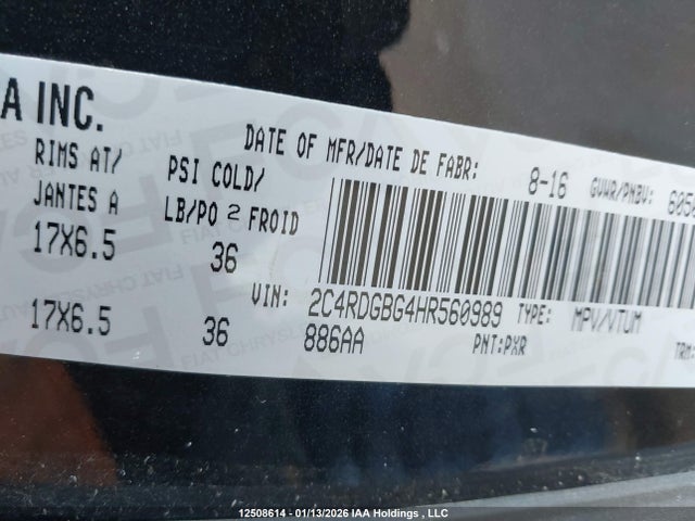 2C4RDGBG4HR560989 Dodge Grand Caravan Cvp/sxt