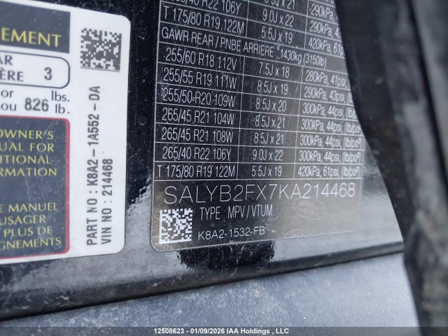 SALYB2FX7KA214468 Land Rover Range Rover Velar P300 S