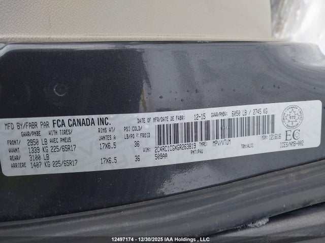 2C4RC1CGXGR263819 Chrysler Town &amp; Country Touring