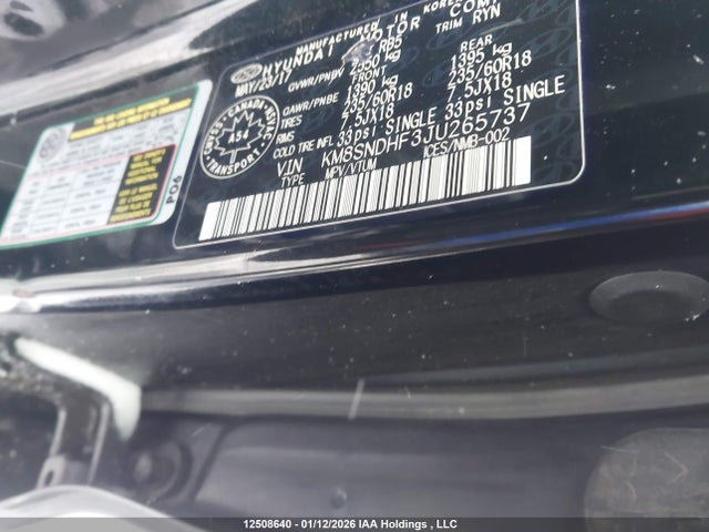 KM8SNDHF3JU265737 Hyundai Santa Fe Se/limited