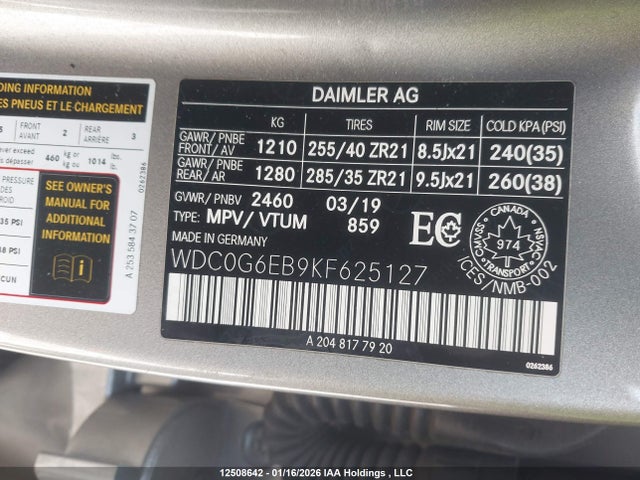 WDC0G6EB9KF625127 Mercedes-Benz Amg Gla 43 4matic