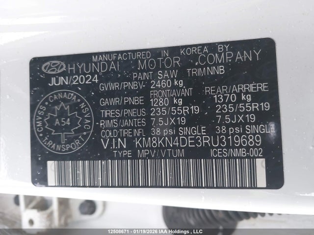 Продаж на аукціоні авто 2024 Hyundai Ioniq 5 Preferred Long Range, vin: KM8KN4DE3RU319689, номер лоту: 12508671