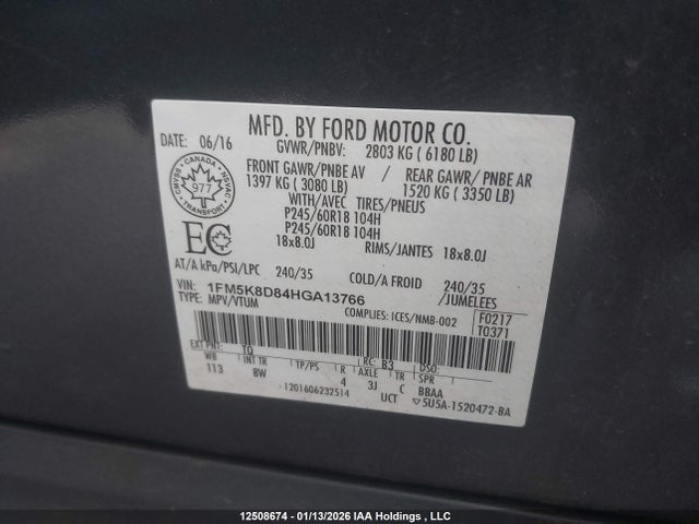 1FM5K8D84HGA13766 Ford EXPLORER XLT