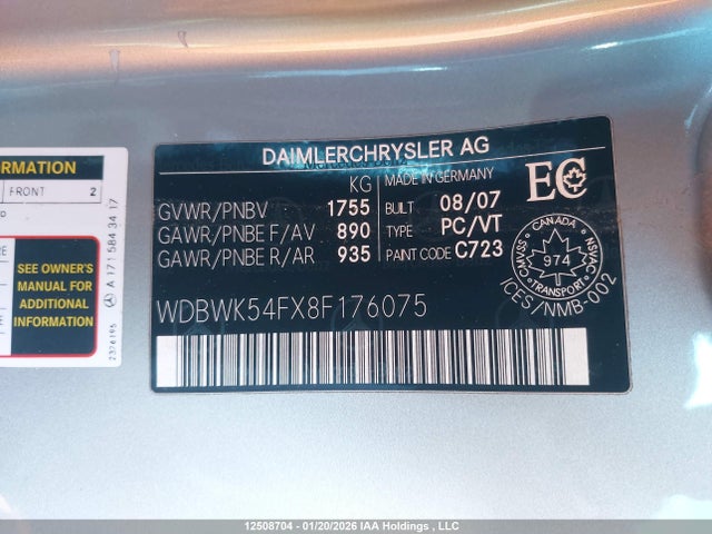 Продаж на аукціоні авто 2008 Mercedes-benz Slk 280, vin: WDBWK54FX8F176075, номер лоту: 12508704