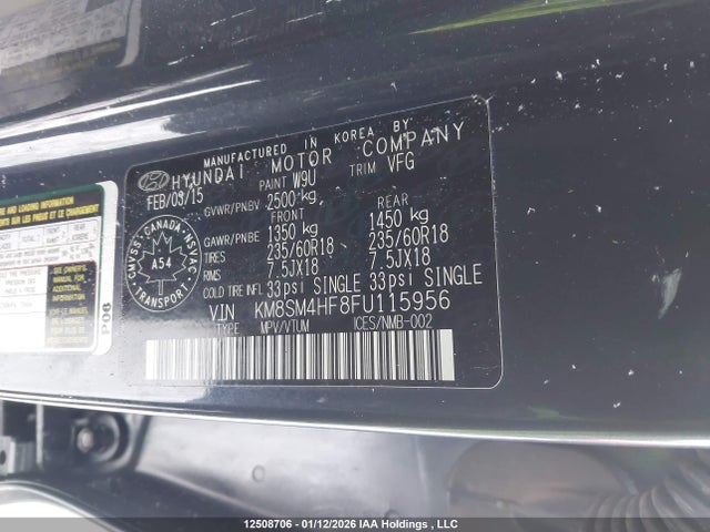 KM8SM4HF8FU115956 Hyundai SANTA FE XL