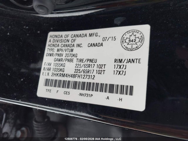 2HKRM4H48FH127312 Honda CR-V SE