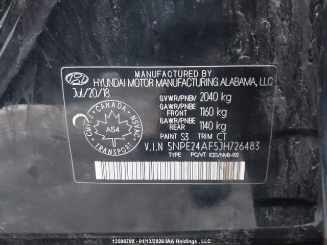 5NPE24AF5JH726483 Hyundai SONATA GL