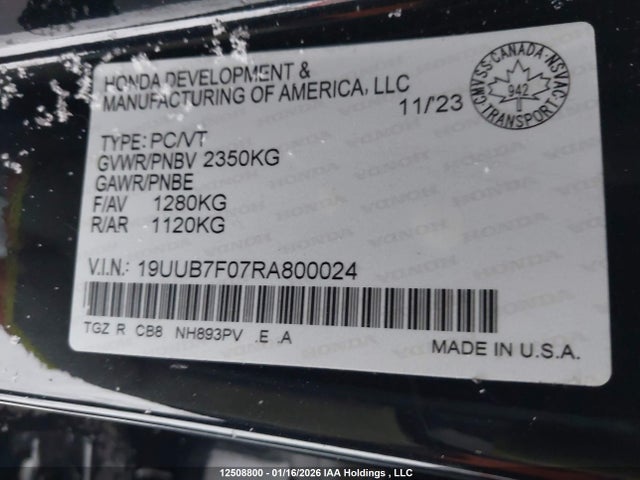 19UUB7F07RA800024 Acura Tlx Type S