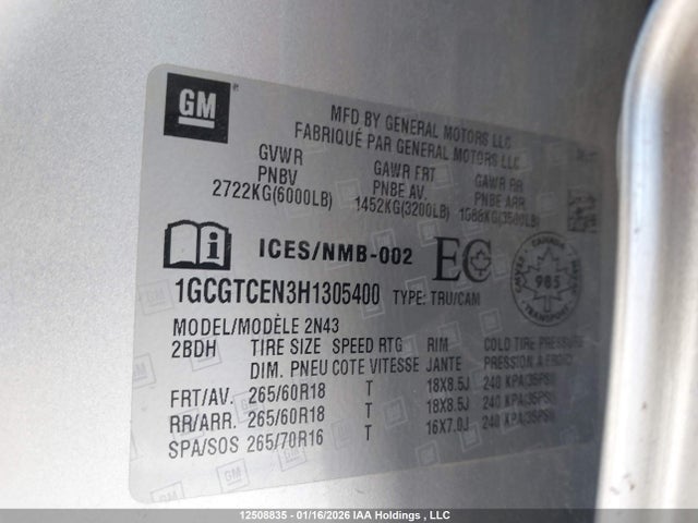 1GCGTCEN3H1305400 Chevrolet Colorado Lt