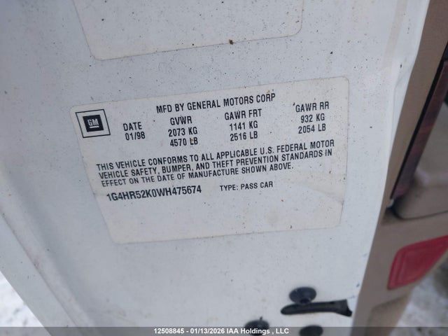 Aukcja sprzedaży 1998 Buick Lesabre Limited, vin: 1G4HR52K0WH475674, numer aukcji: 12508845