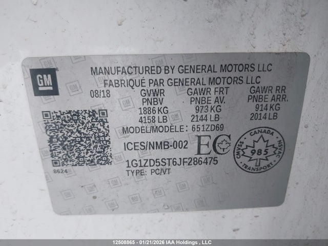 Chevrolet MALIBU LT 2018 1G1ZD5ST6JF286475 Image 9