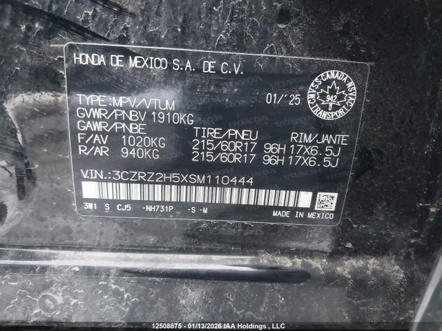 3CZRZ2H5XSM110444 Honda HR-V SPORT