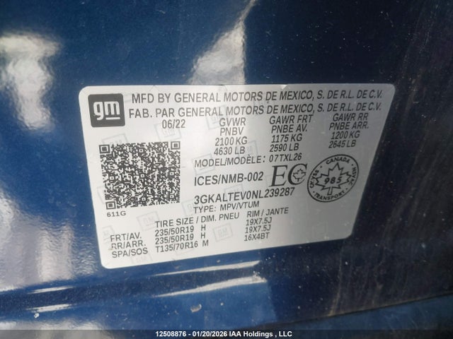 Продаж на аукціоні авто 2022 Gmc Terrain, vin: 3GKALTEV0NL239287, номер лоту: 12508876