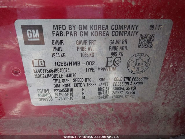 KL4CJ1SB5JB545674 Buick Encore Sport Touring