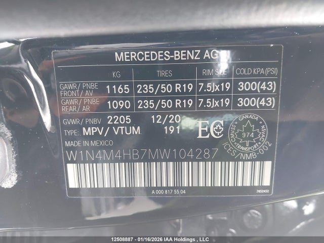 W1N4M4HB7MW104287 Mercedes-Benz Glb 250 4matic
