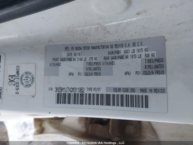 3MZBM1U7XGM311952 Mazda 3 SPORT