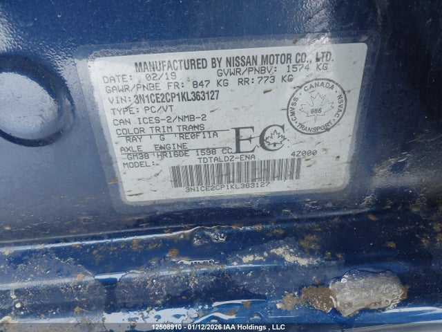 3N1CE2CP1KL363127 Nissan Versa Note S/sr/sv