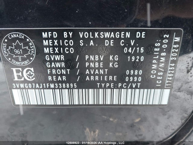 3VWG07AJ1FM338895 Volkswagen JETTA SEL