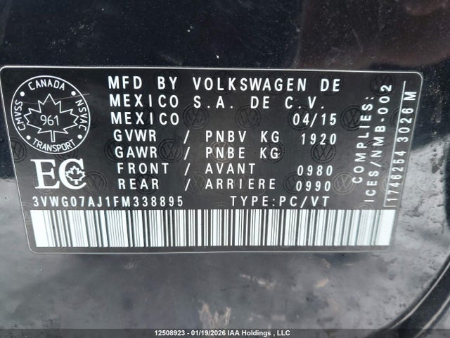 3VWG07AJ1FM338895 Volkswagen JETTA SEL