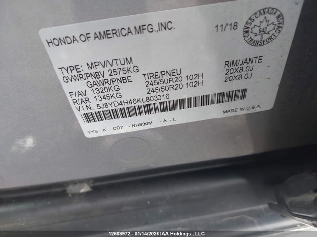 Acura Mdx Technology 2019 5J8YD4H46KL803016 Image 9