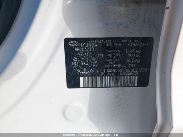 Aukcja sprzedaży 2018 Hyundai Elantra Gl, vin: KMHD84LF2JU621599, numer aukcji: 12508997