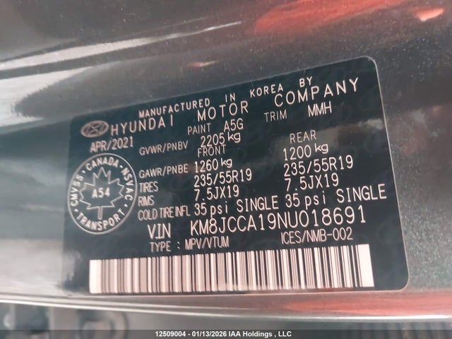 KM8JCCA19NU018691 Hyundai Tucson Ultimate Hybrid Awd
