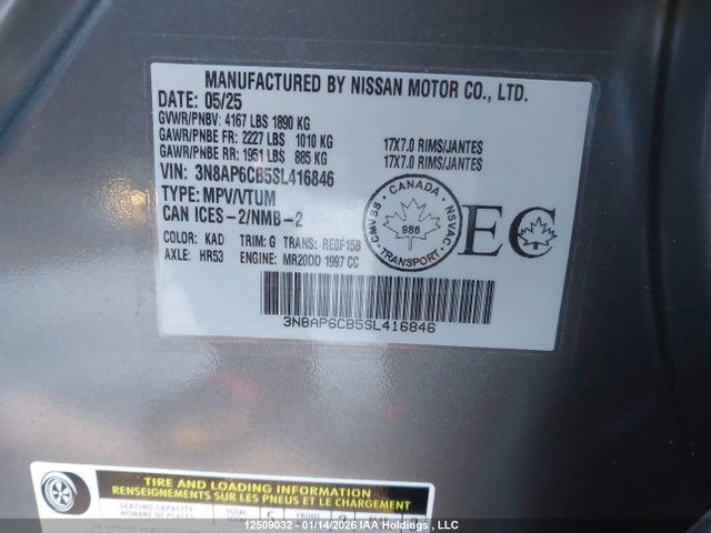 3N8AP6CB5SL416846 Nissan KICKS SV