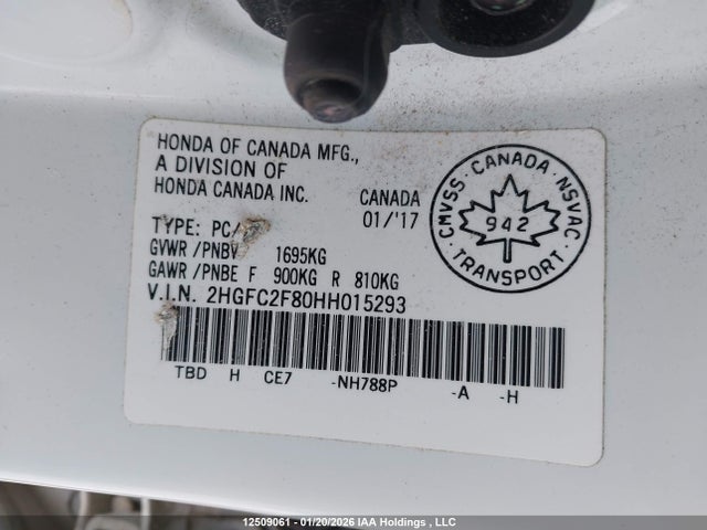 2HGFC2F80HH015293 Honda CIVIC EX