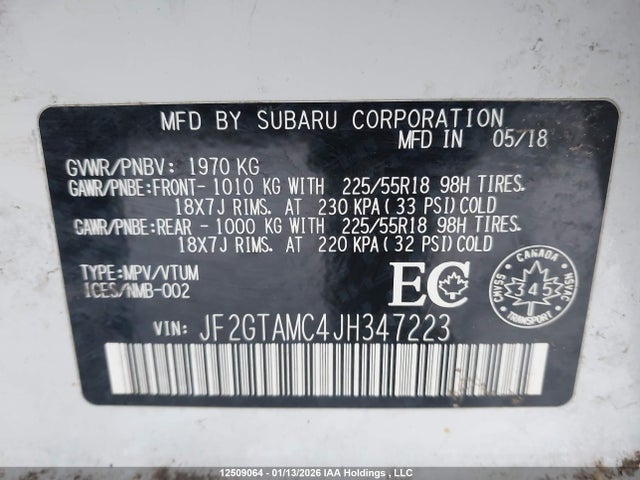 JF2GTAMC4JH347223 Subaru Crosstrek Limited