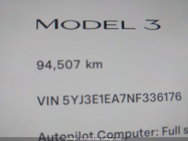 Aukcja sprzedaży 2022 Tesla Model 3 Rwd/standard Range, vin: 5YJ3E1EA7NF336176, numer aukcji: 12509067
