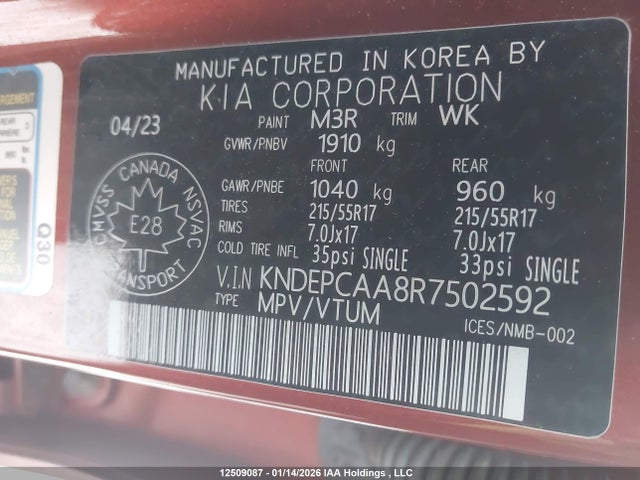 KNDEPCAA8R7502592 KIA Seltos Lx