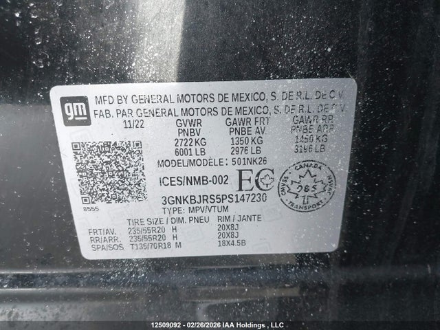 3GNKBJRS5PS147230 Chevrolet Blazer