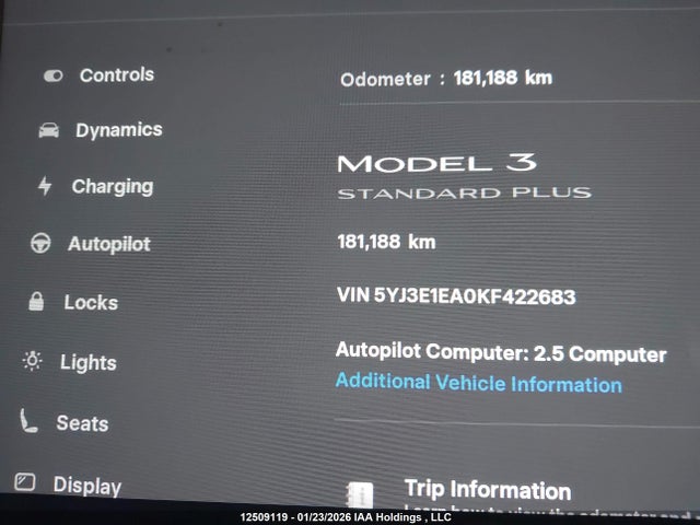 Tesla MODEL 3 2019 5YJ3E1EA0KF422683 Image 7