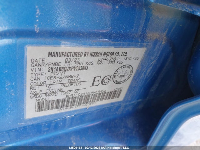3N1AB8CVXPY253883 Nissan SENTRA SV