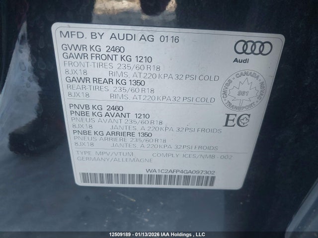 WA1C2AFP4GA097302 Audi Q5 PREMIUM