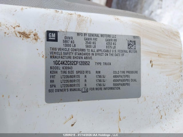 2012 Chevrolet Silverado 3500hd Work Truck მანქანა იყიდება აუქციონზე, vin: 1GC4KZC82CF120952, აუქციონის ნომერი: 12509215
